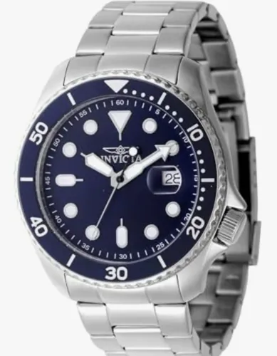 Invicta Mostrador masculino azul luminoso de aço inoxidável de 46 mm, quartzo