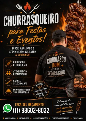 Churrasqueiro Profissional Para Festas e Eventos!! Melhor Preço Garantido!!