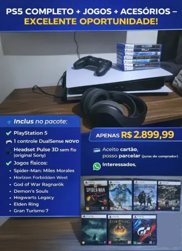 PS5 - jogos - fone sem fio 