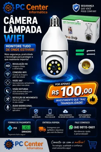 Câmera lâmpada Wi-fi 360 