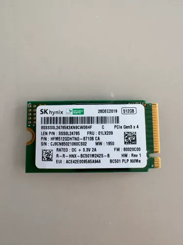SSD M.2 NVMe 512GB SK Hynix BC501 (Tamanho 2242) PCIe Gen3 x4
