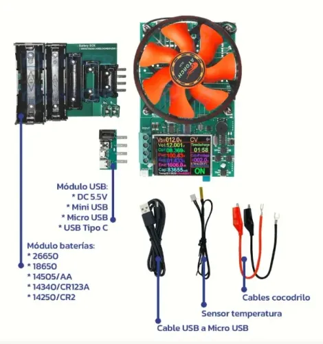 Teste de Fontes e Descarga de baterias, Lítio, lifepo4 dc usb Bluetooth pc app, 150w, 20a
