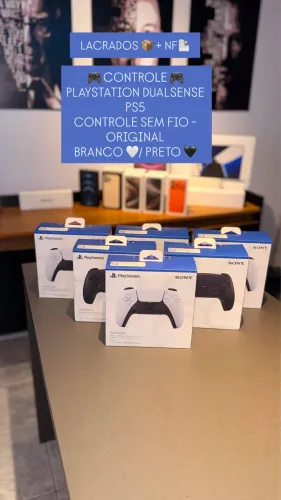 CONTROLE PLAYSTATION DUALSENSE PS5 CONTROLE SEM FIO ORIGINAL BRANCO/ PRETO LACRADOS+NF