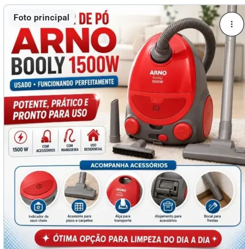 ASPIRADOR DE PÓ ARNO 1500W - usado funcionando perfeitamente.