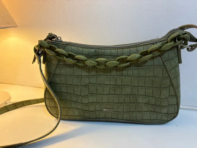 Bolsa Arezzo Tiracolo Verde Croco Pequena Corrente