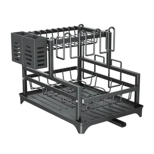 Escorredor de Louças Rack Aço Carbono Organizador Preto  