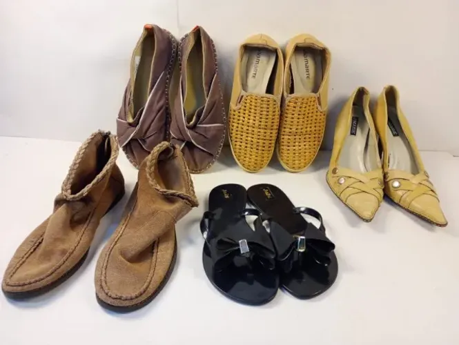 Lote 5 Pares Calçados Femininos Usados (Havaianas, Via Marte, Bota, Salto - Tam 34 e 37)