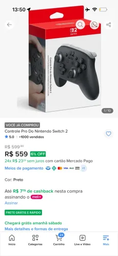Controle Pro Nintendo Switch 2 original 