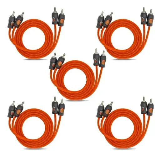 Kit 5 Cabo Rca De 1 Metro Flexível Injetado Tranparente Kx3