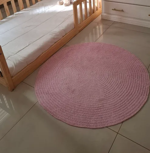 Tapete croche rosa bebe 1 metro