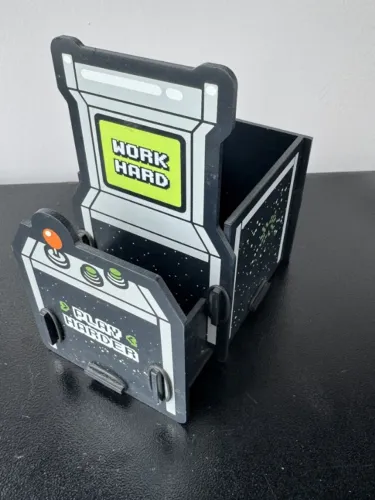 Porta Caneta Porta Treco Gamer Arcade Fliperama MDF Organizador de Mesa Work Hard