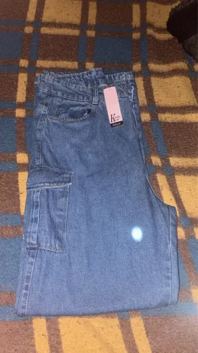 Calça cargo jeans feminina 