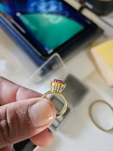 Anel Ouro 18k Rubi e Diamantes/ leia descrição 