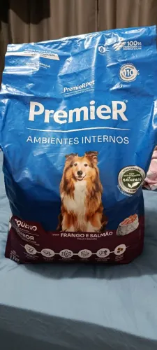 Ração Premier sênior ambientes internos pacote aberto com 9 kilos 