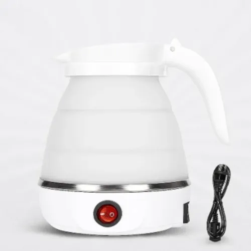 Chaleira Elétrica Portátil Dobrável 600ml 110V Casa e Viagem, Jarra de Silicone Dobrável