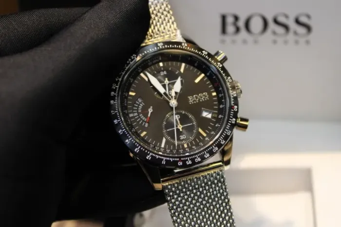 Relógio Masculino BOSS Pilot Edition 1513887 44 mm Pulseira Mesh Azul - Novo na Caixa