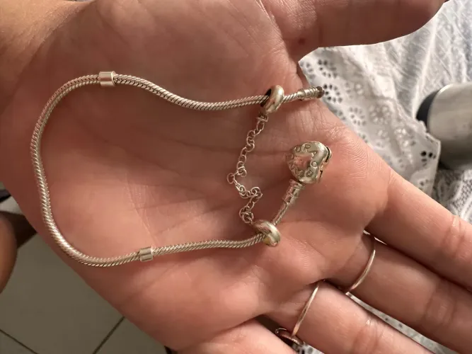 Pulseira inspiração Pandora prata 925 com trava 