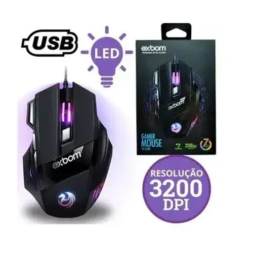 Mouse Gamer USB 7D 3200 DPI LED Gaming Exbom MS-G260