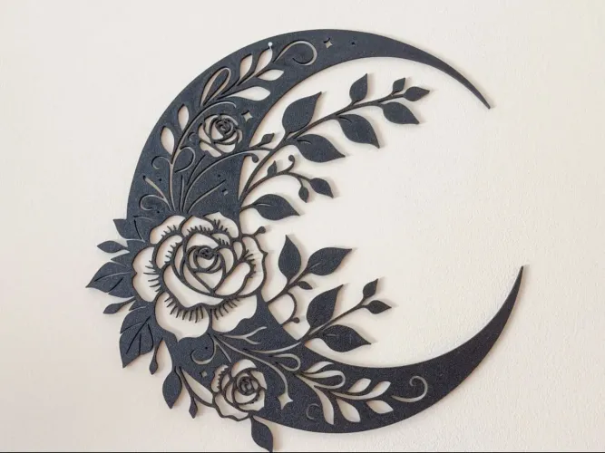 Lua com rosa - Quadro para parede - decoração de parede