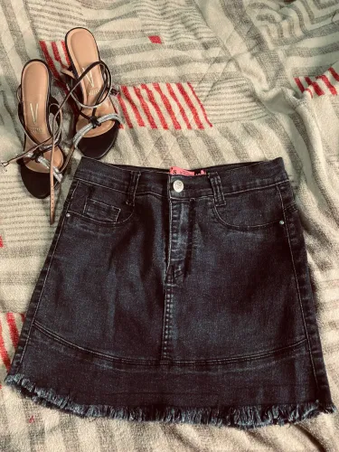 Saia jeans preta