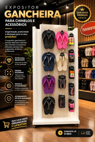 Expositor Gancheira para chinelos e acessórios