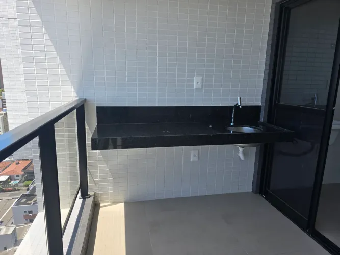 Bancada granito preto com Cuba inox Docol - 180x57