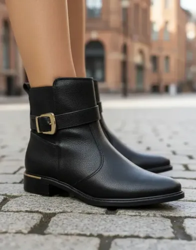 Bota Feminina Cano Curto Salto Baixo 3cm Grosso Vizzano Preto Tam 34 a 39