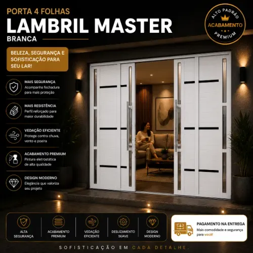 PORTA MASTER LAMBRIL  4 FOLHAS BRANCO 210X150 DIRETO DA FABRICA