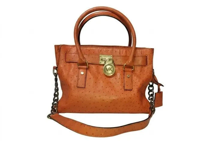 Bolsa Laranja - Michael Kors Hamilton (Couro textura Avestruz Original)