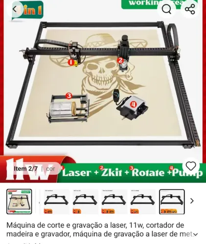 Gravador a laser FEUNGSAKE Laser óptico 90W, acompanha base 1000X1000 + acessórios