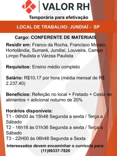 CONFERENTE DE MATERIAIS