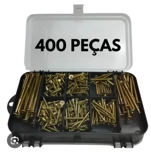 Kit 400 peças parafuso e bucha com maleta.