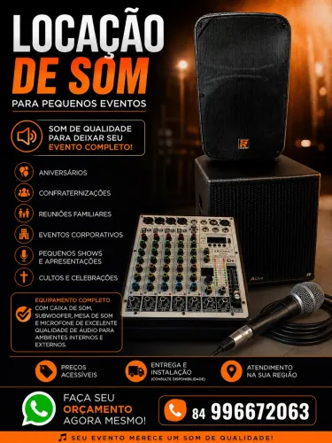 ALUGUEL DE SOM P/Pequenos Eventos
