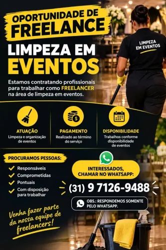Freelance limpeza eventos