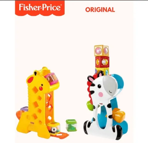 Girafa e zebra com cubos da Fisher Price
