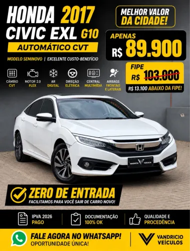 Honda Civic Sedan EXL 2.0 Flex 16V Aut.4p 2017