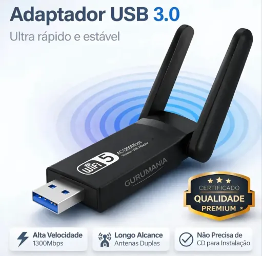 Adaptador Wi-Fi USB 3.0 Placa de Rede Dual Band