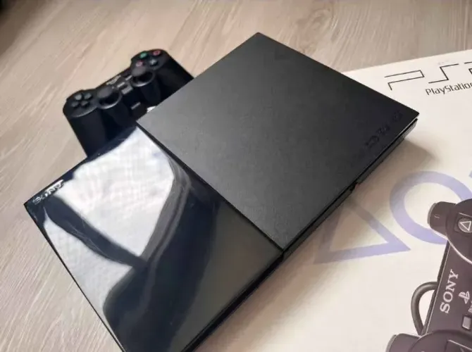 PS2 com caixa, leitor funcionando e HDMI