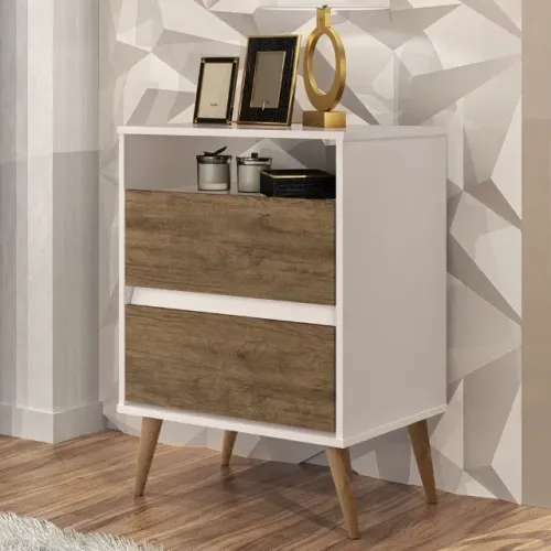 Mesa de Cabeceira Lotus 2Gvs Off White Jequitiba J A Moveis - Entrega Rápida! 