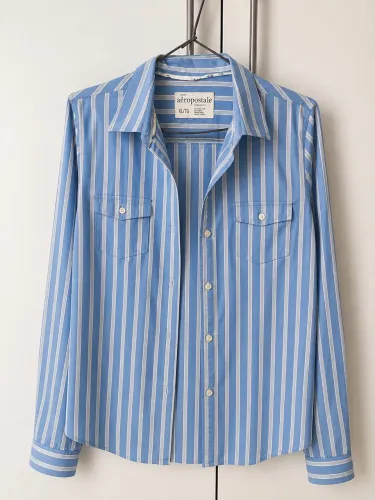 BLUSA AZUL E BRANCO AEROPOSTALE