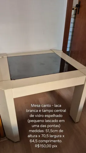 Mesa canto laca branca