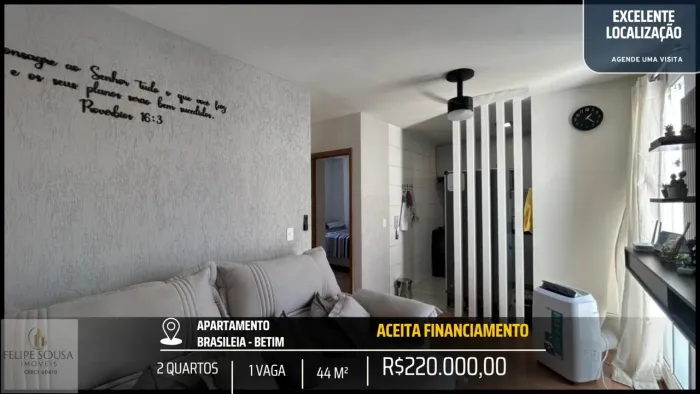 APARTAMENTO BRASILEIA - COZINHA PLANEJADA - 2 QUARTOS E 1 VAGA