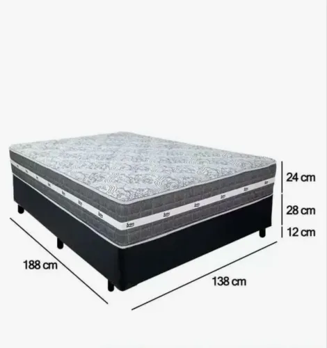 Conjunto Cama Box + Colchão Casal Anjos Black Graphite (Molas Ensacadas) - NUNCA USADO!