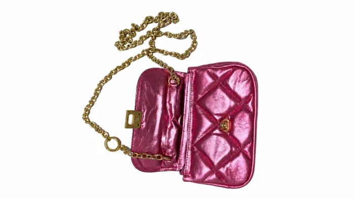 Bolsa Dólmen Rosa Metálica Matelassê - Nova, Nunca Usada