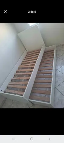 Cama de solteiro com auxiliar MDF branca