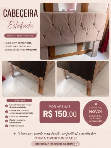 Cabeceira Estofada Casal - Nova, Sem Avarias