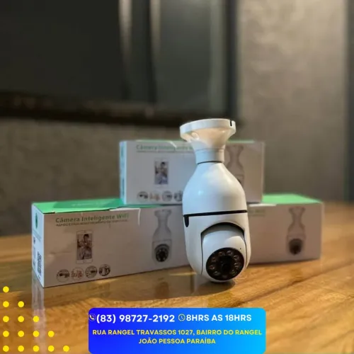 Câmera de segurança wi-fi para bocal, gira 360 e com visão noturna