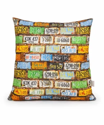 Almofada Estampa Placas Ideal Para Cães E Gatos De Pequeno Porte 45x45 Com Enchimento