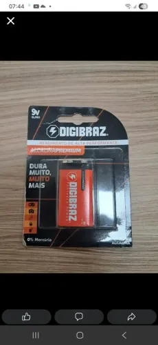 Bateria 9V 9LR61 Alcalina Digibraz - Caixa com 25 Cartelas com 1 Unidade