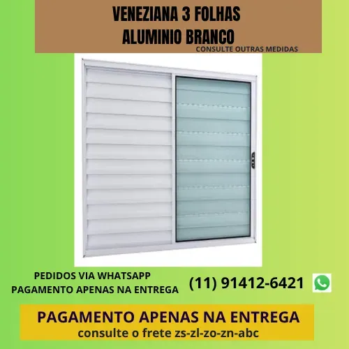 janela de aluminio branco 3folhas - pagamento na entrega